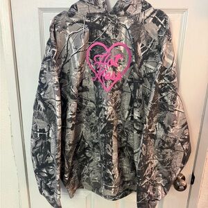 Krista Horton Camo Hoodie with Pink 'Hot Mess at heart’